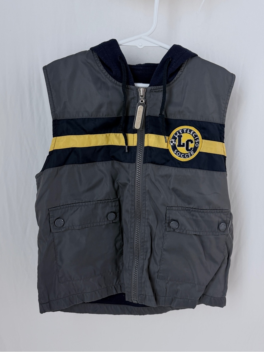 LITTLE CISO Kids Gray and Yellow Puffer Vest with Hood size 4-5t – Bundle Deal